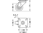 D50mm Castor Swivel wo Brake PL Galv
