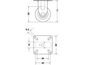 D50mm Castor Fixed wo Brake PL Galv