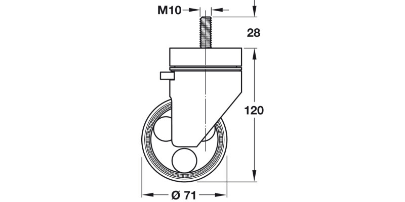 D60mm Castor Swivel w Brake Pl Bk