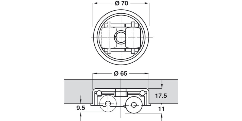 D70mm Roller Glide wo Brake 65kg Pl Blk