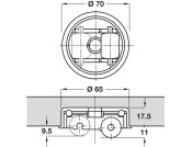D70mm Roller Glide wo Brake 65kg Pl Blk