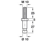 Pin D10mm w M10 Thread St Galv