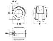 D50mm Twin Castor Swivel wo Brake Pin Al