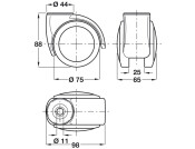 D75mm Twin Castor Swivel wo Brake Pin Si