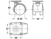 D50mm Twin Castor Swivel wo Brake PL 38