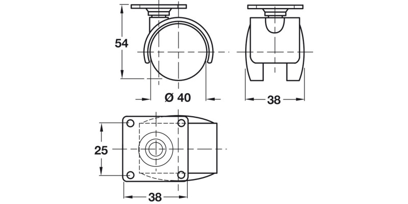 D50mm Twin Castor Swivel w Brake PL 38