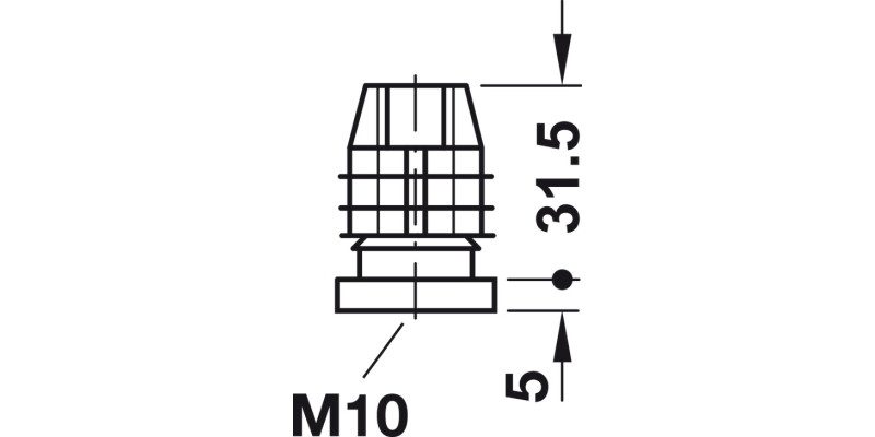 Square Plug 25x25mm w M10 Int Thr Pl Blk