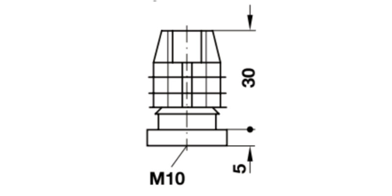 Square Plug 25x25mm w M10 Int Thr Pl Blk