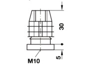 Square Plug 25x25mm w M10 Int Thr Pl Blk