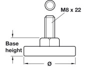 Base Leveller Pl Black M8x22mm D30x14mm