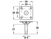 Pin/Mount Plate D8x38x38mm Galv St