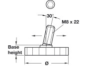 Base Leveller Pl Black M8x22mm D30x9mm