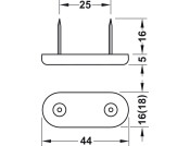 Pin Type Glide 44x18mm w 2 Nails Pl Wht