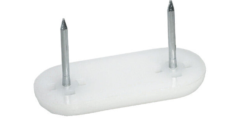 Pin Type Glide, with Two Nails, White Plastic