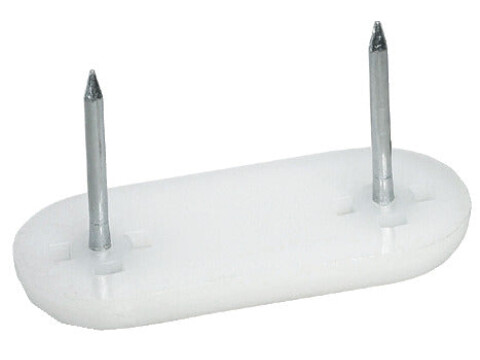 Pin Type Glide, with Two Nails, White Plastic