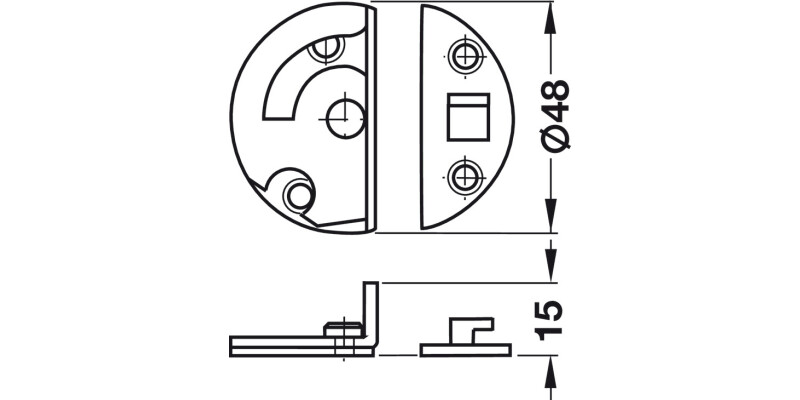 Table Top Swivel Bolt 48mm Steel
