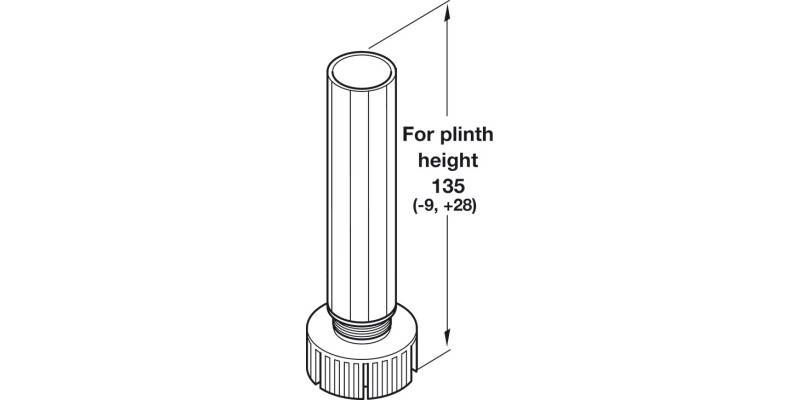 Plinth Foot+Shaft Tube 135mm Pl Black