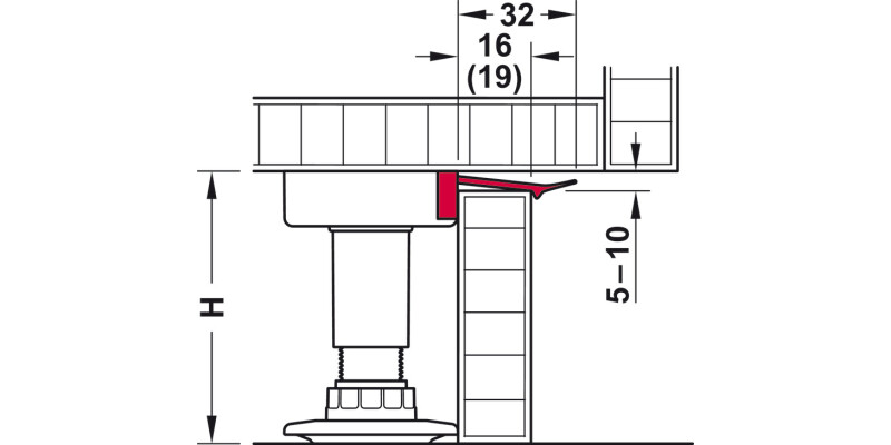 AXILO 78 Plinth Holder 19mm Plastic