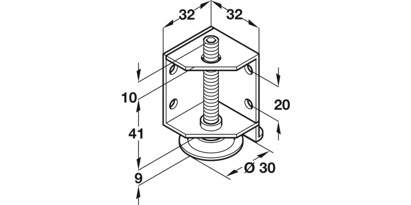 Plinth Adj w Brkt M8 150kg RH Galv St