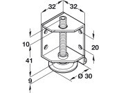 Plinth Adj w Brkt M8 150kg RH Galv St
