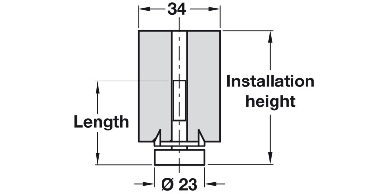 Plinth Adj Fit Screw 75mm 100x34x34mm