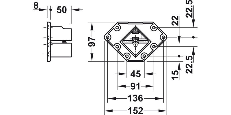 Sq Table Leg 60x60x705mm Pol Chr Plt