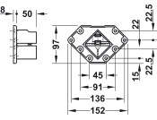 Sq Table Leg 60x60x705mm Pol Chr Plt