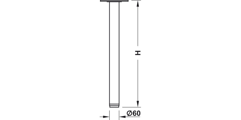 Leg w Adj D60x710mm Pl Blk/St Silver Col
