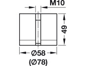 Cone D60mm w M10 Int Thr Pl D.Grey/BZA