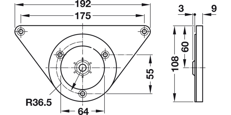 Mount Plate for D60/80mm Legs Dk Grey