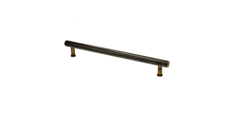 Alexander and Wilks Crispin Dual Finish Knurled T-bar Cupboard Pull Handle