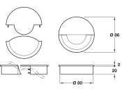 Cable Outlet 2Prt D80x22mm St PC