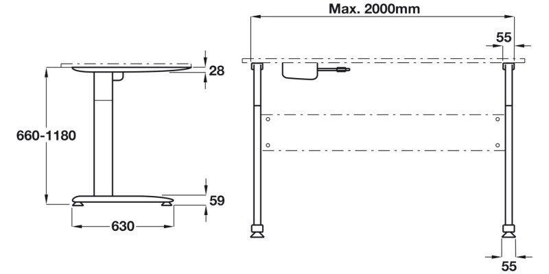 Electronic Height Adj Desk Frame Silver