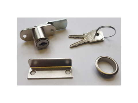 LOWE & FLETCHER 19MM TAMBOUR LOCK 5811 (WITH 3MM CRANKED CAM) SET C/W ROSETTE AND ANGLE KEEP. KEYED ALIKE