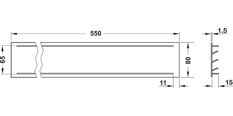 Vent Grille RM 550x64mm AA M.Slv F1
