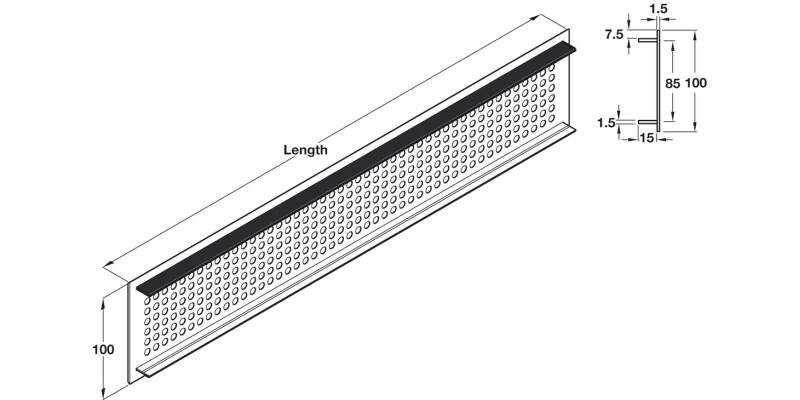 Vent Grille PF Rnd 2000x100mm AA Slv F1