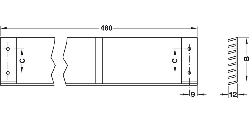 Vent Grille SM 480x104mm AA M.Slv