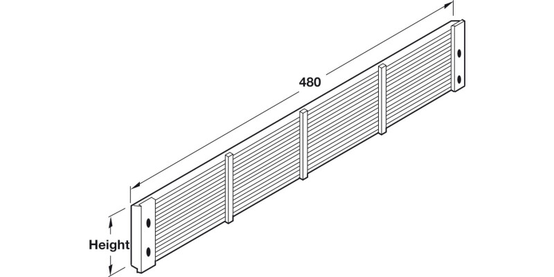Vent Grille SM 480x104mm AA M.Slv