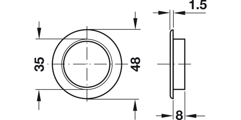 Vent Trim RM D48mm Perforated Pl White