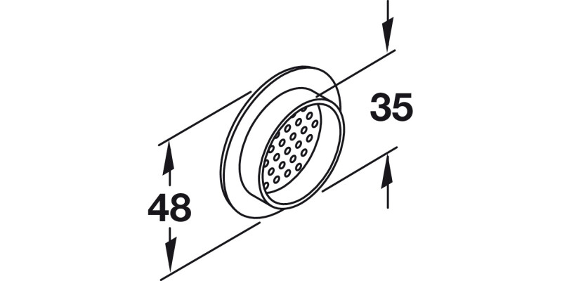 Vent Trim RM D48mm Perforated Pl White