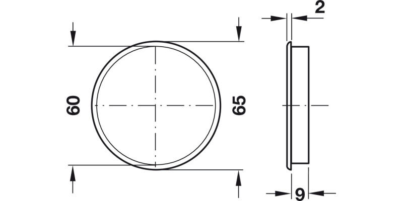 Vent Trim RM D65mm Pl White