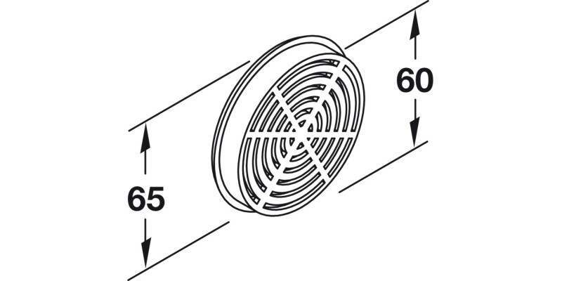 Vent Trim RM D65mm Pl White