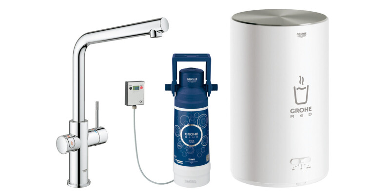 Mixer Tap, Single Lever, Instant Hot Water, 3 Litres, L-Spout, GROHE Red II Duo