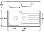 Abbey SS 1000mm 1.5B Sink Rev