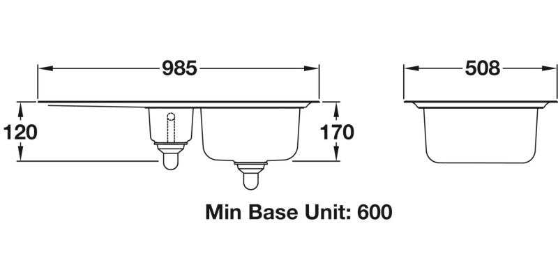 RM OL9852L/ Oakland St/St 1.5B LH Sink