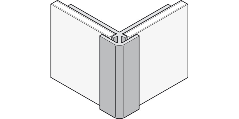 AluSplash Ext Corner 610mm Alu Silver
