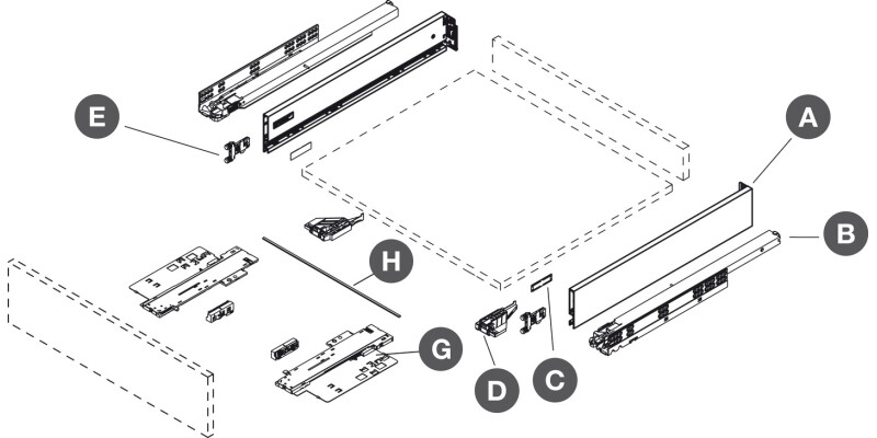 Vionaro Drawer Set Tipmatic 121/450mm Gph