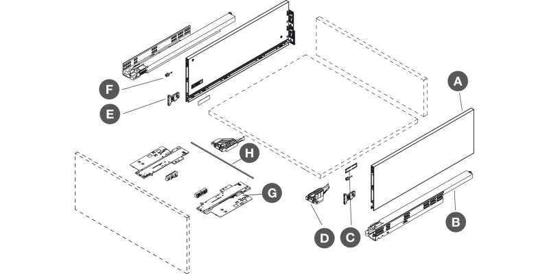 Vionaro Drawer Set Tipmatic 185/400mm Gph