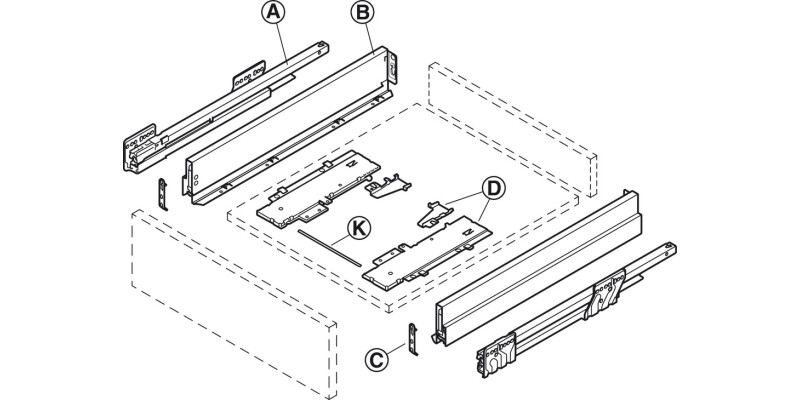 NovaPro Scala Drawer Set 40kg 90/400mm Slv