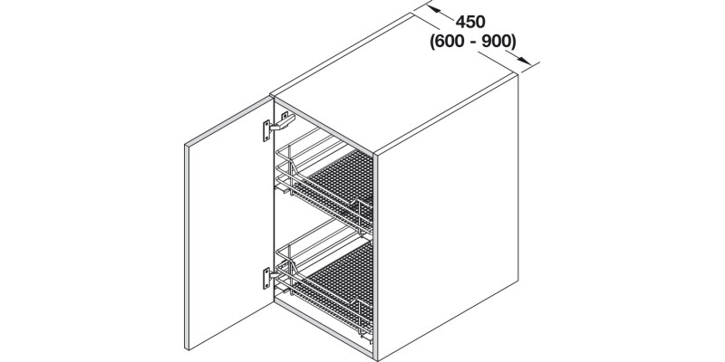 VS SUB 450mm PO Bskt Hinged 1xSph Chr